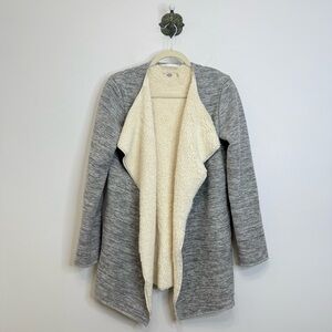 Ugg Abriana Gray Cream Shawl Cardigan Sweater Fleece Lined Women’s Size Small